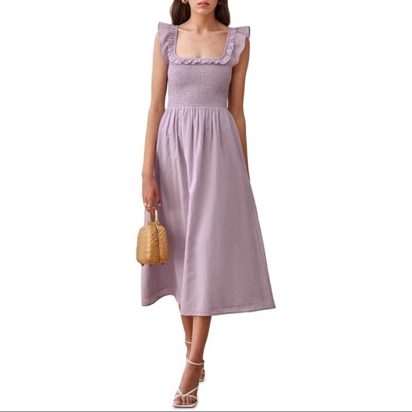 Reformation Noreen Dress - Sweat Pea Size Medium B1846 - Picture 3 of 8